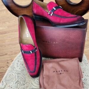 MEZLAN Halsey Red & Black Suede Slip-on Loafer